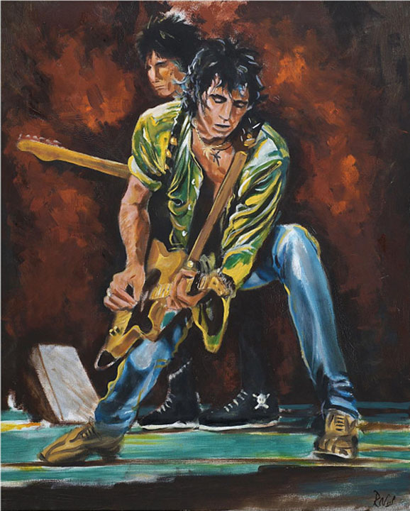 Ronnie Wood - Keith And Ronnie On Stacie - Original Painting - Oil on Canvas