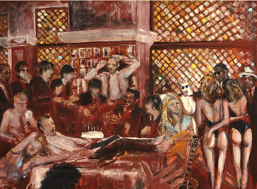 Ronnie Wood - Ronnie's Night At The Ivy - Original Painting - Oil on Canvas