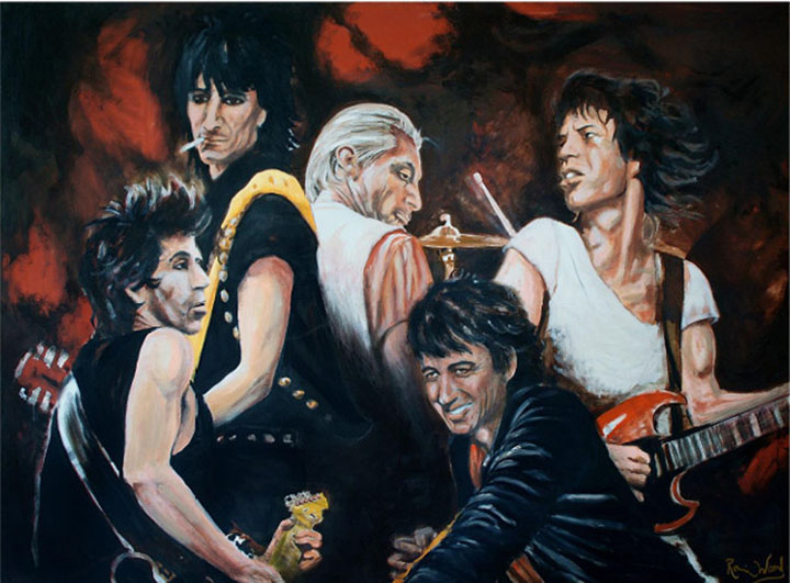 Ronnie Wood - Stones In Sepia - Original Painting - Oil, Sepia Mud as Gesso on Canvas