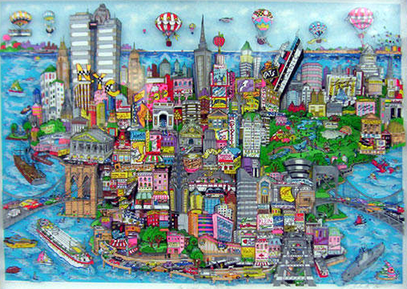 Charles Fazzino - The World Loves NYC - 3-D Limited Edition Serigraph