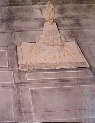 Javacheff Christo - Wrapped Monument to Emanuele - Limited Edition Mixed Media Lithograph