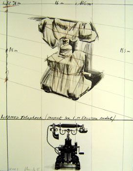 Javacheff Christo - Wrapped Telephone - Limited Edition Mixed Media Lithograph