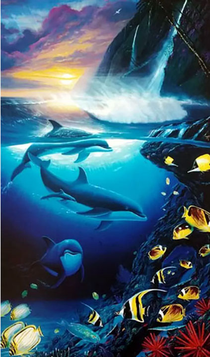 Wyland - Dolphin Dawn - Limited Edition Giclee on Canvas