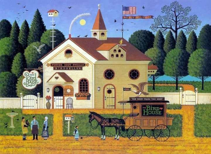 Charles Wysocki - The Bird House - Limited Edition Lithograph