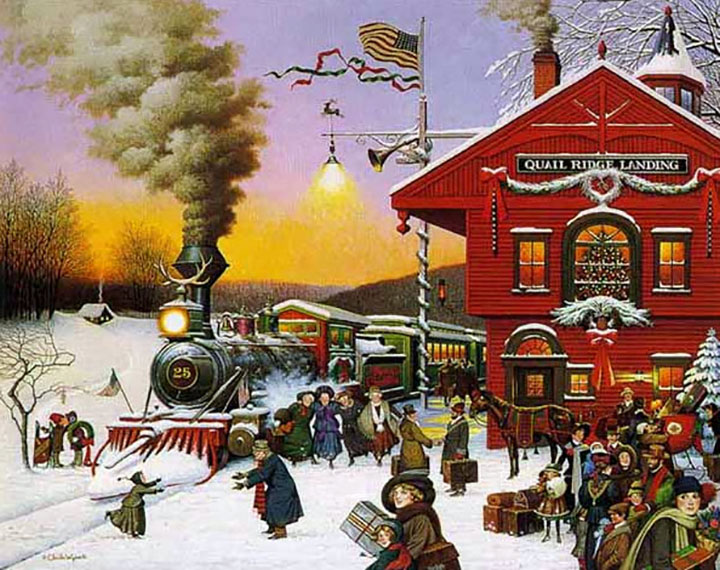 Charles Wysocki - Whistle Stop Christmas - Limited Edition Lithograph