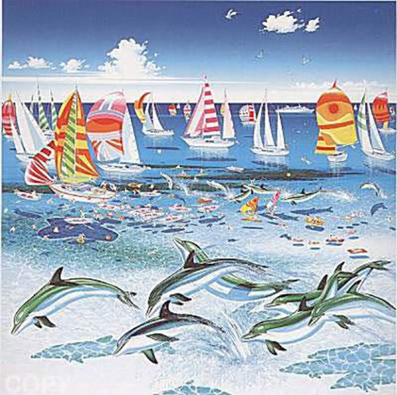 Hiro Yamagata - Dolphins - Limited Edition Serigraph