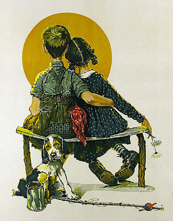 Norman Rockwell - Young Spooners - Limited Edition Lithograph