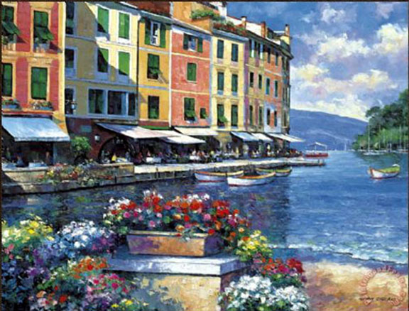 John Zaccheo - Reflections Of Portofino - Limited Edition Giclee on Canvas