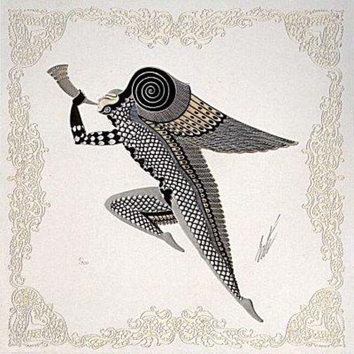  Erte - Zephyr I (Gold) - Limited Edition Serigraph