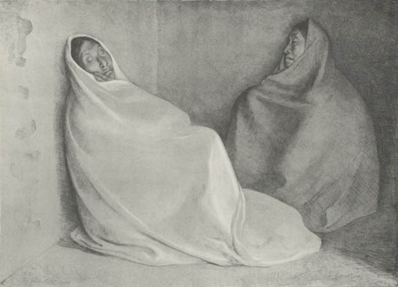 Francisco Zuniga - Dos Mujeres Sentadas State I - Limited Edition Lithograph