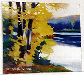Tadashi Asoma - Fall by the Lakeside - Original Painting - Oil on Canvas
