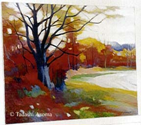 Tadashi Asoma - Red Leaves - Original Painting - Oil on Canvas