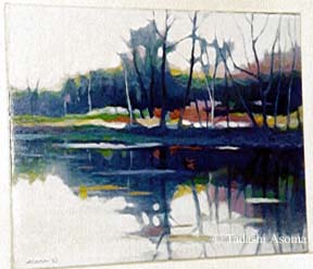 Tadashi Asoma - River in Late Fall - Original Painting - Oil on Canvas