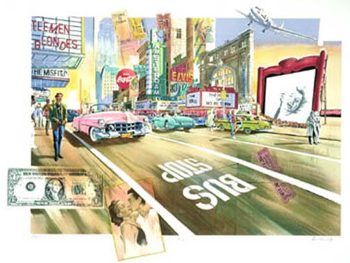 Daniel Authouart - Bus Stop - Limited Edition Lithograph