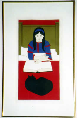 Will Barnet - Child Reading - Red - Limited Edition Serigraph