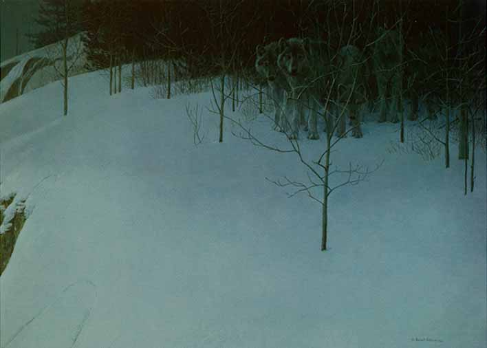 Robert Bateman - Clear Night - Wolves - Limited Edition Giclee on Canvas