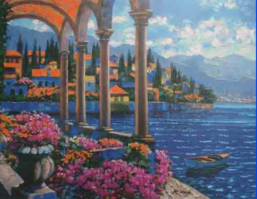 Howard Behrens - Villa on Lake Como - Limited Edition Giclee on Canvas