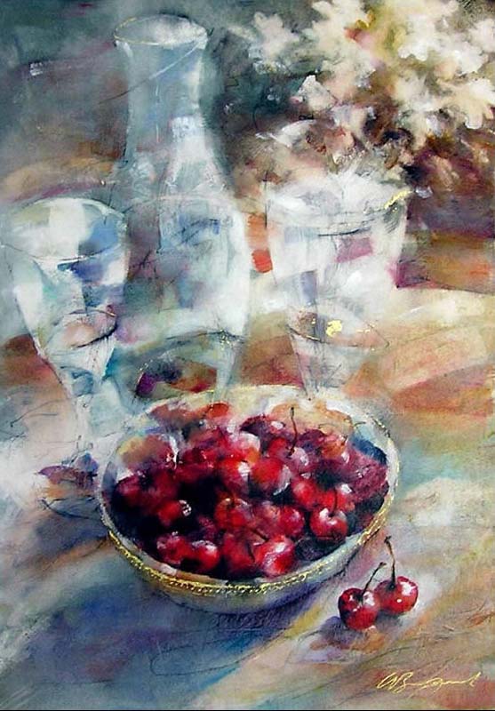 Gary Benfield - Cherries - Original Painting - Oil on Paper