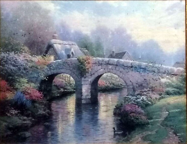 Thomas Kinkade - Blossom Bridge Blossom Lane I - Limited Edition Offset Lithograph