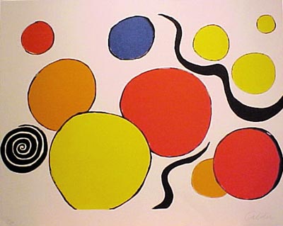 Alexander Calder - Boules, Rouge et Juane - Limited Edition Lithograph
