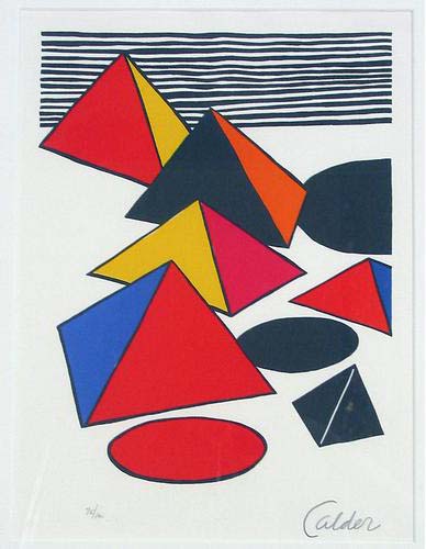 Alexander Calder - Six Pyramids-Three Circles - Limited Edition Lithograph