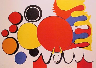 Alexander Calder - Taureau Avec Spirale Rouge - Limited Edition Lithograph