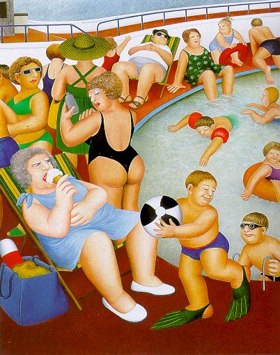 Beryl Cook - Bathing Pool - Limited Edition Serigraph