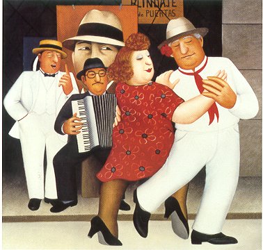 Beryl Cook - Tango Busking - Limited Edition Serigraph