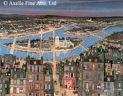 Michel Delacroix - L'lle de la Cite - Limited Edition Serigraph on Canvas