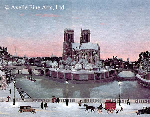 Michel Delacroix - Le Chevet de Notre Dame en Hiver - Limited Edition Serigraph on Canvas