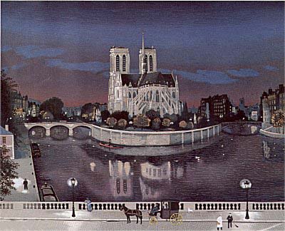 Michel Delacroix - Le Chevet de Notre Dame La Nuit - Limited Edition Serigraph