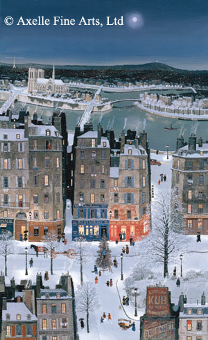 Michel Delacroix - Noel de Neige sur Paris - Limited Edition Serigraph on Canvas