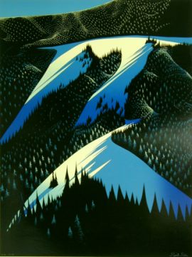 Eyvind Earle - Black Evergreen Forest - Limited Edition Serigraph