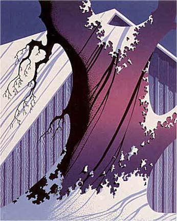 Eyvind Earle - Mauve Barn - Limited Edition Serigraph