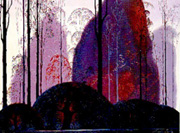 Eyvind Earle - Mauve, Red and Purple - Limited Edition Serigraph