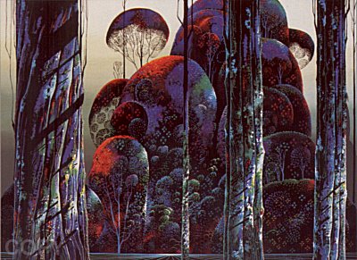 Eyvind Earle - Trees Draped in Autumn - Limited Edition Serigraph