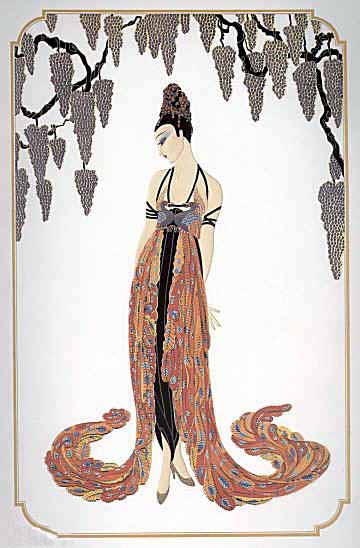  Erte - Feather Gown - Limited Edition Serigraph