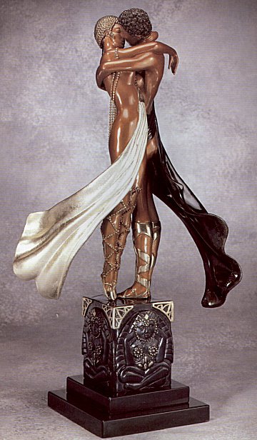 Erte - Lovers and Idol - Limited Edition Bronze Sculpture