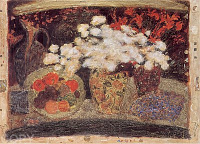 Roy Fairchild Woodard - Red And White Flowers - Limited Edition Serigraph