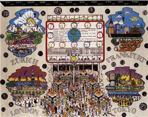 Charles Fazzino - Money Makes the World Go Around - 3-D Limited Edition Serigraph