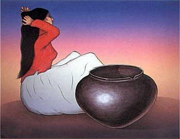 RC Gorman - Pueblo Jar - Limited Edition Lithograph