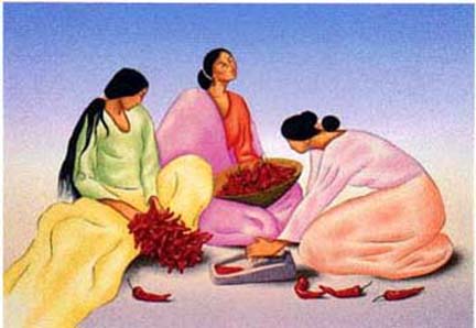 RC Gorman - The Gatherers, State I - Limited Edition Lithograph