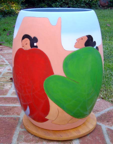 RC Gorman - Gossip - Limited Edition Hand Cast Ceramic Vase