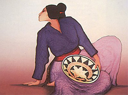 RC Gorman - Woman with Basket - Limited Edition Lithograph