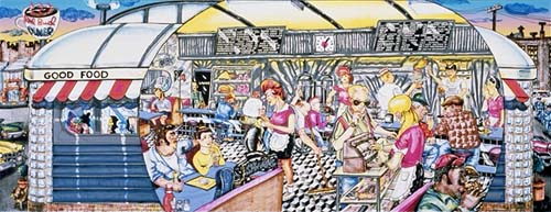 Red Grooms - Red Bud Diner - Limited Edition Lithograph