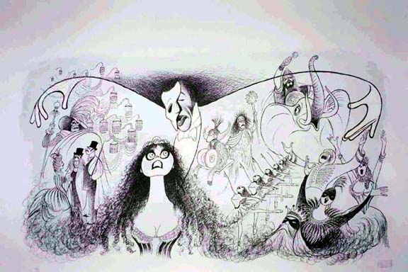 Al Hirschfeld - Phantom of the Opera - Limited Edition Lithograph on Black on Cream Paper