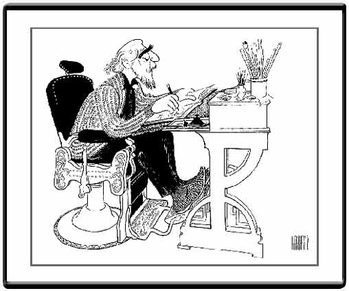 Al Hirschfeld - Self Portrait in Barber's Chair - Limited Edition Lithograph