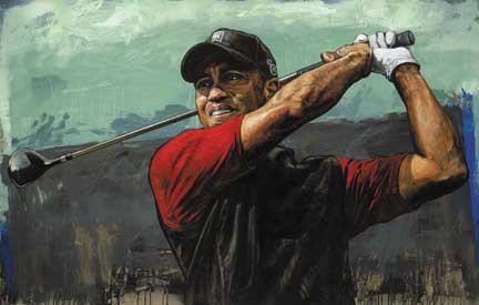 Stephen Holland - Tiger Woods - Tee Off - Limited Edition Giclee on Canvas