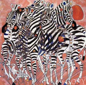 TieFeng Jiang - Zebras - Limited Edition Serigraph