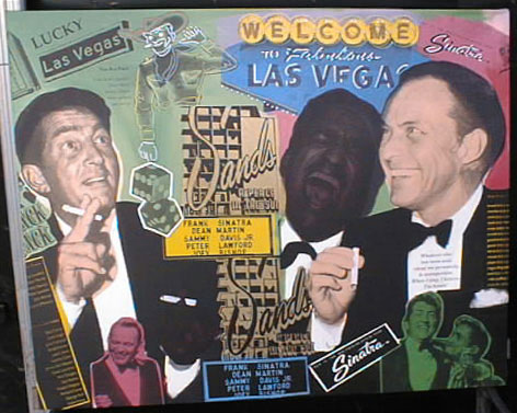 Steve Kaufman - Rat Pack Sands - Limited Edition Serigraph on Canvas